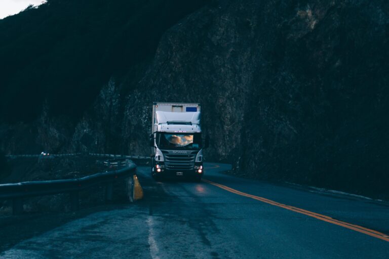 truck on slippery road