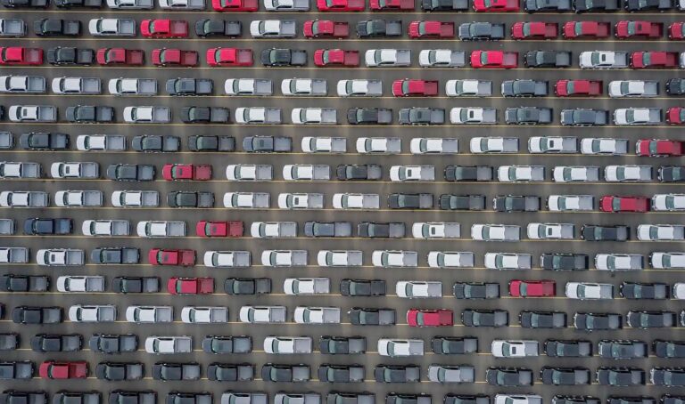 lined up trucks